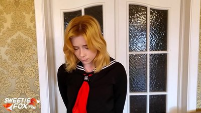 Stepfather Punishes Schoolgirl Hardly for Bad Schooling - Spanked and Mouthfucked